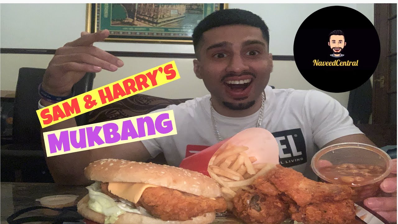 SAM & HARRY’S MUKBANG (CHICKEN SIZZLER BURGER, WINGS, FRIES, BEANS + PEPSI) | NAVEED CENTRAL