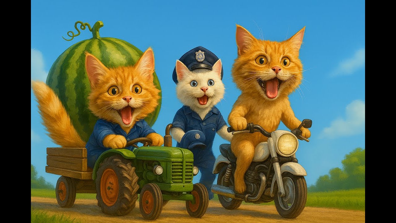Cute AI Cat & Giant Watermelon Adventure 🍉 Cat Family Moments for Kids | Cute Kitten Cat Story