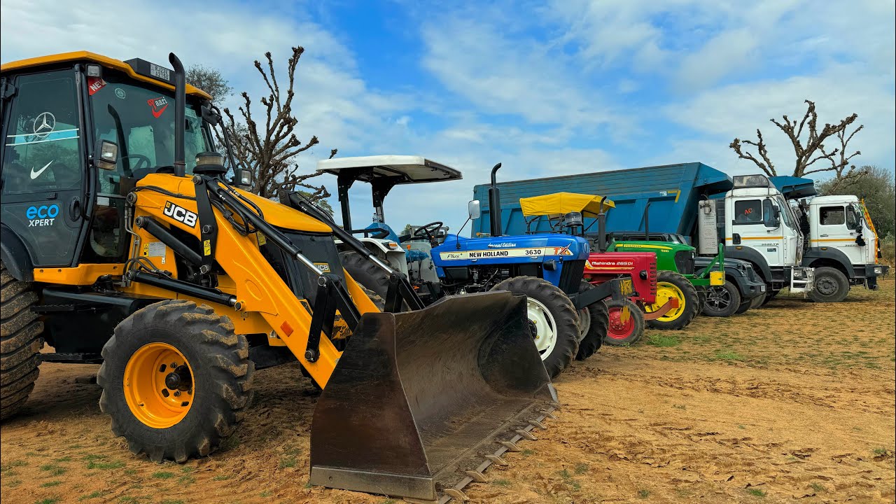 JCB 3dx Eco Xpert Loading Mud in Trolly Swaraj 855 Fe Stuck | New Holland 3630 Tractor Thar Truck 