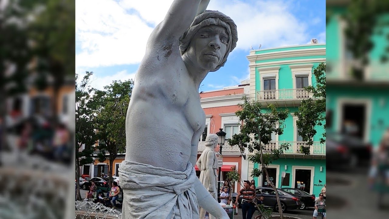 la Estatua Viviente del Viejo San Juan ❤ Vean la Difícil Transformación.. Impresionante.. un Joven B