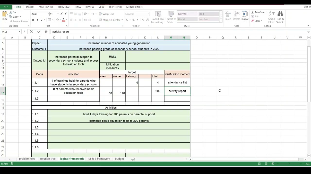 Developing logical framework