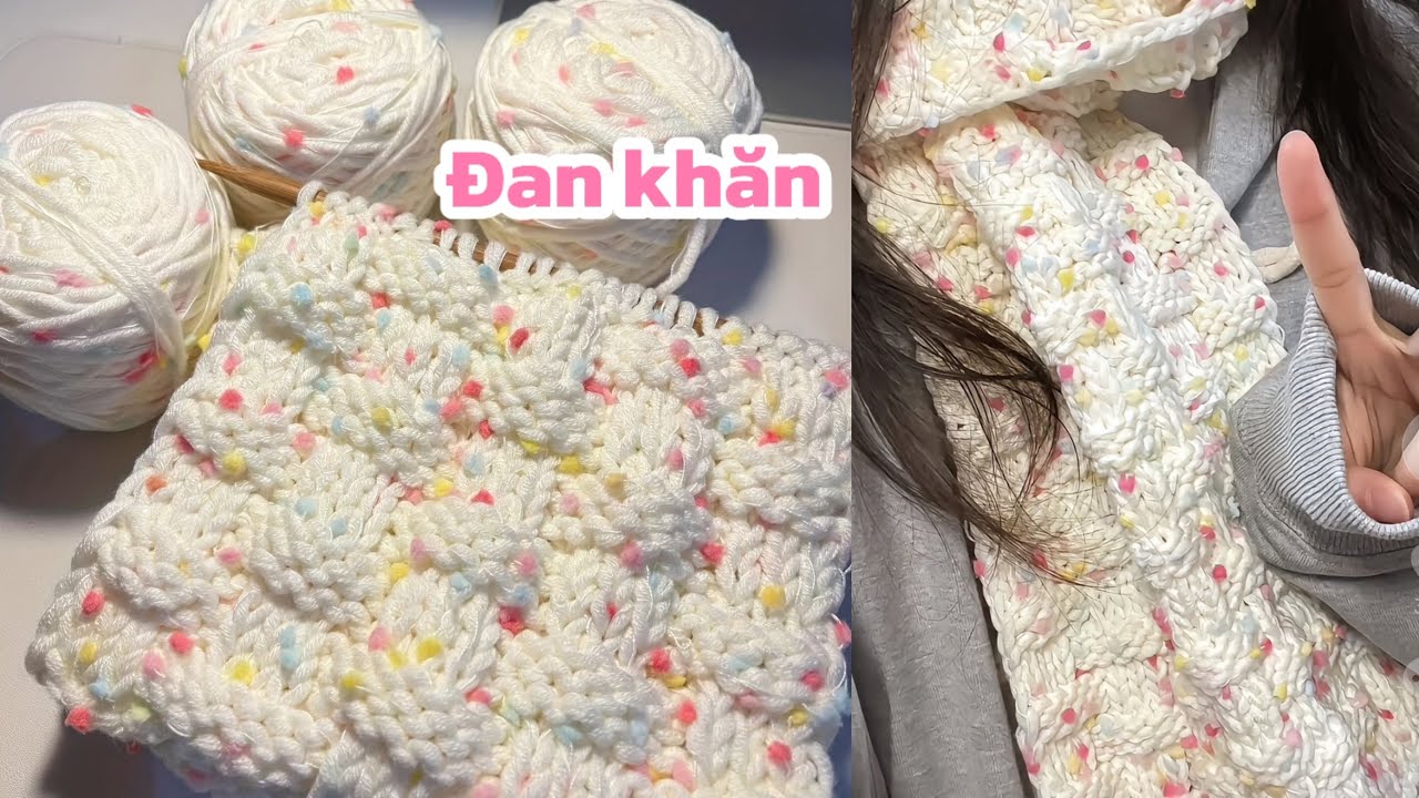 Knitting scarves || Hướng dẫn đan khăn hoạ tiết bàn cờ || đan khăn ô vuông