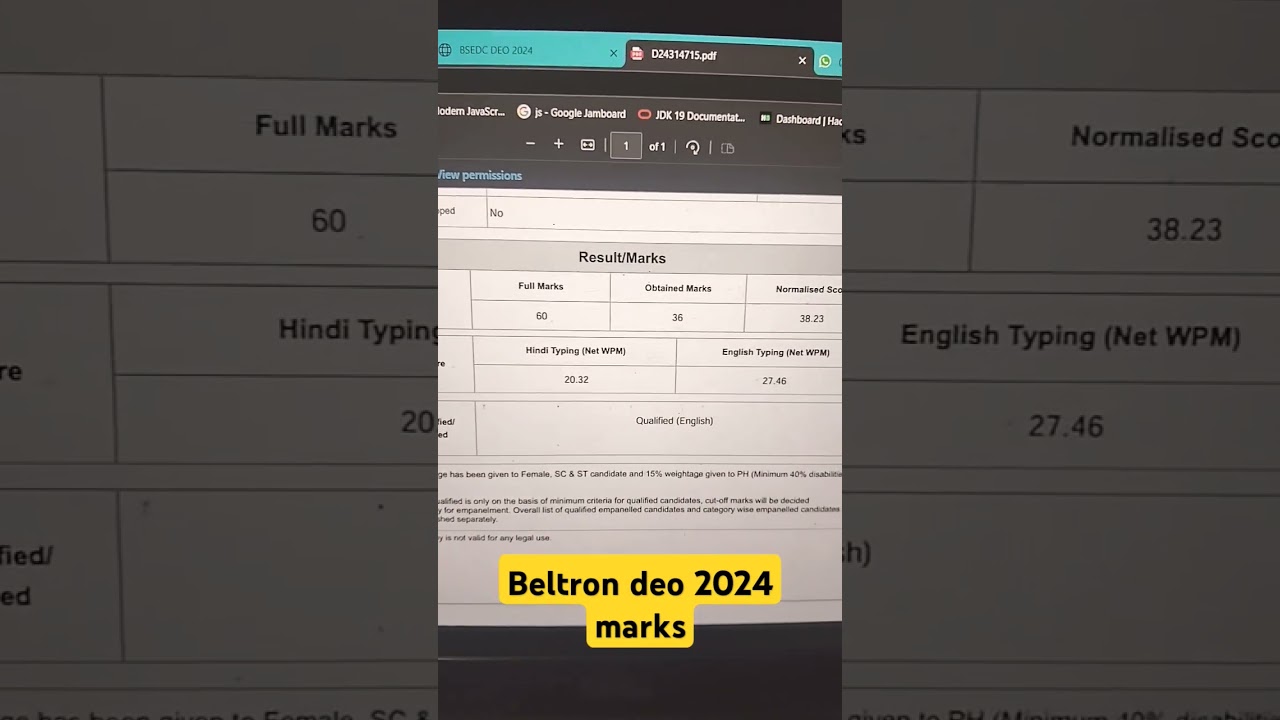 Beltron Deo 2024 result published #govtjobs #dataentryjobs
