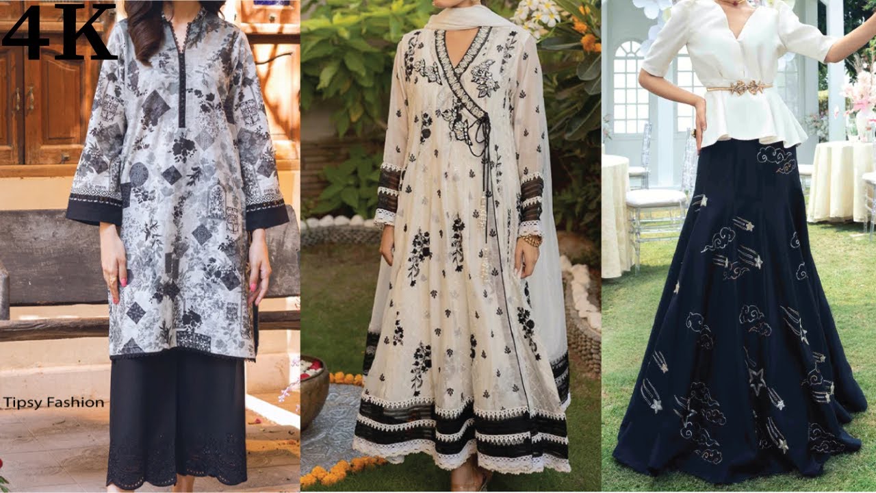 Black And White Formal Dress For Women 2023 | Black And White Long Dress Outfits