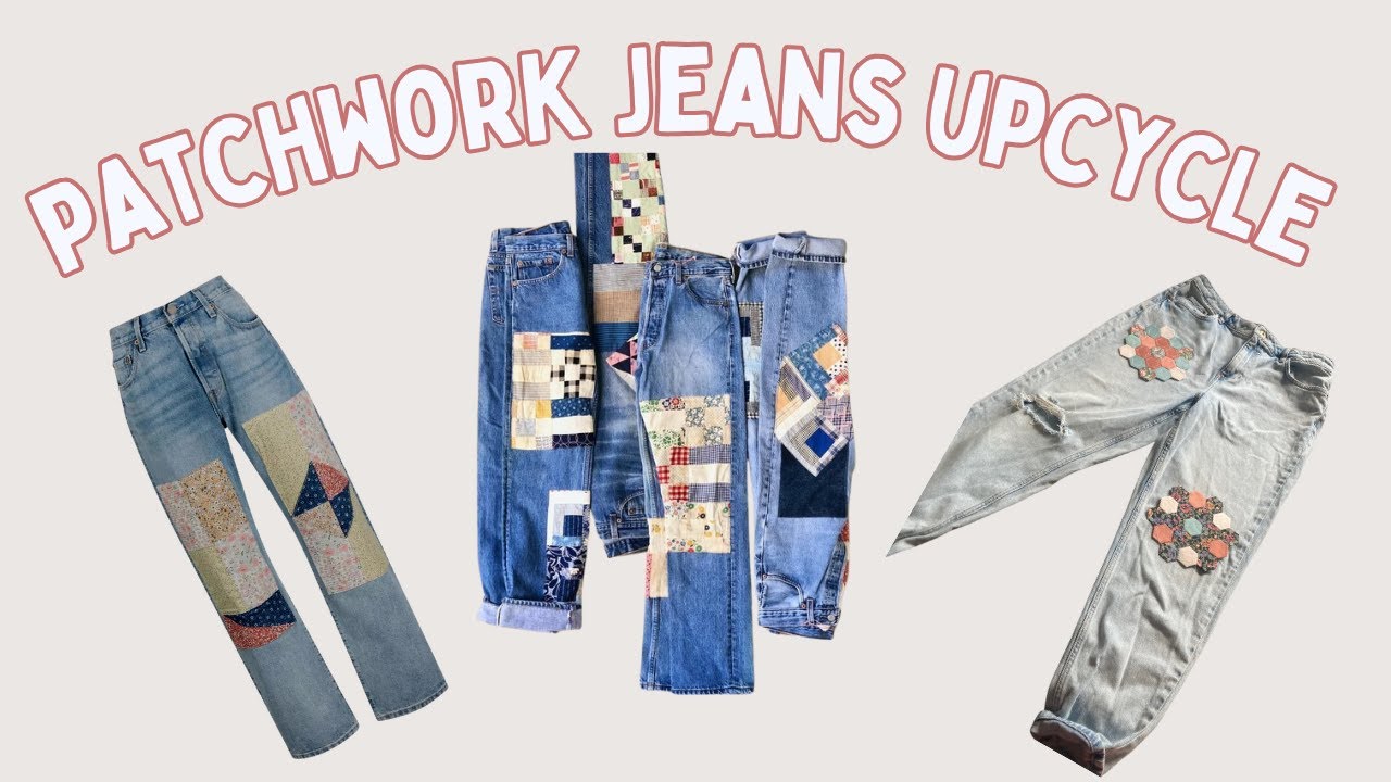 JEANS THRIFT FLIP UPCYCLE using EPP patches