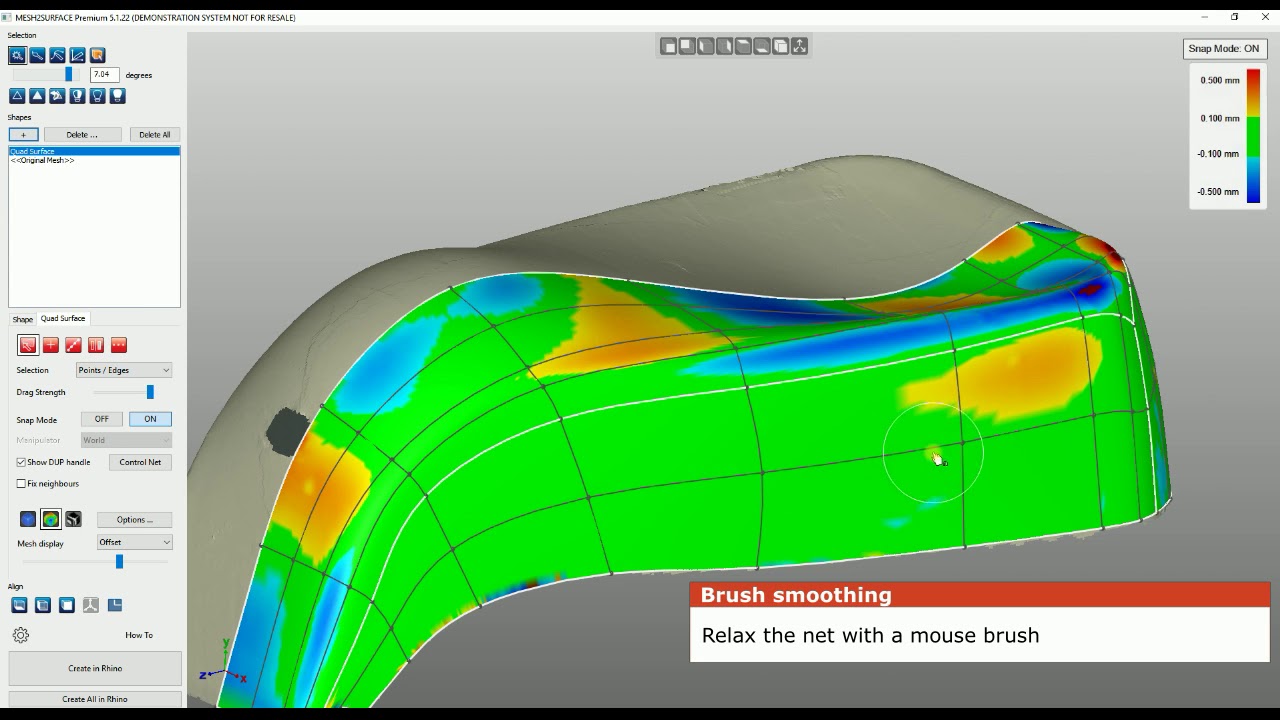 Mesh2Surface Reverse Engineering for Rhino 3D: Quad Surface Feature