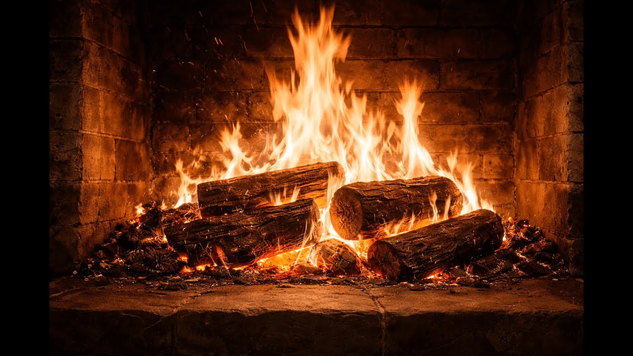 Fireplace Rain Sounds for Deep Sleep 🌧️ Soft Crackling Fire Ambience (No Music)