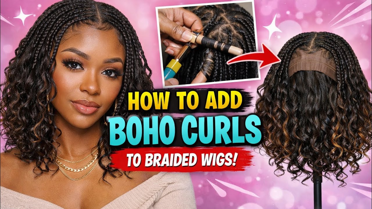 How to Add Boho Curls to Braided Wigs | Step-by-Step Tutorial for Beginners 