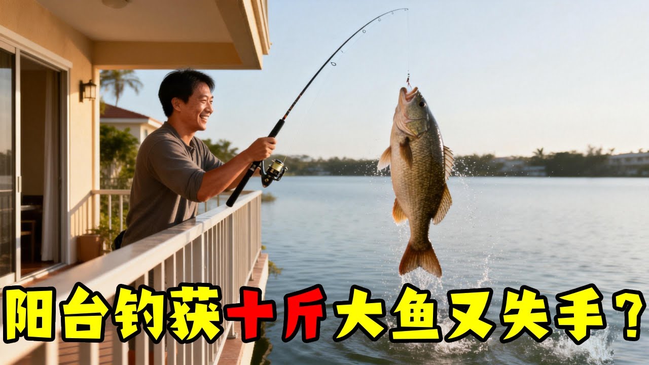 阳台钓获十斤大鱼又失手？过程是享受的，结果不重要了！#钓鱼