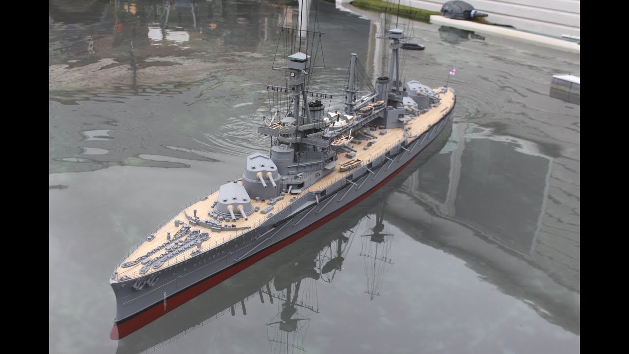 HMS Agincourt 1/96 scale (7ft x 1ft) built by Ron Kingdon - Deans Marine open day 2017