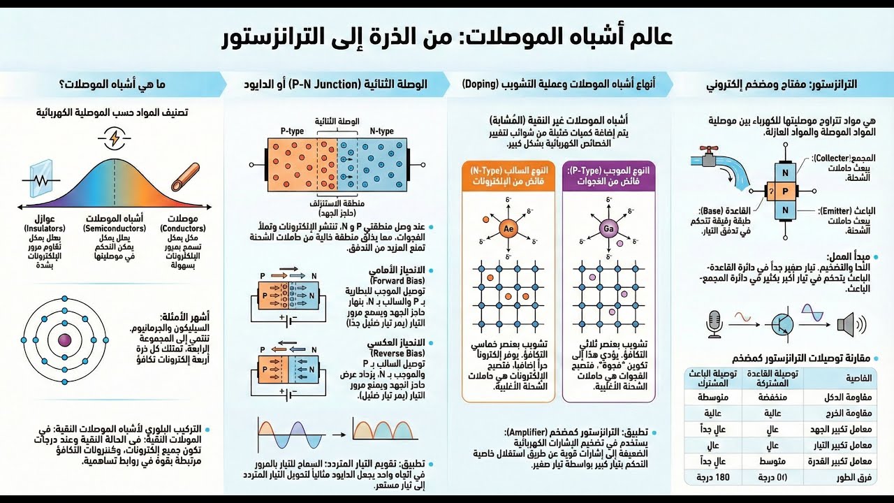فيزياء الثالث الثانوي ملخص الالكترونيات الوحدة الثالثة