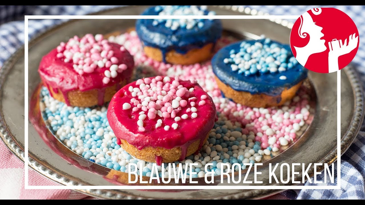 Blauwe/roze koeken met muisjes (kraamsnack) | OhMyFoodness