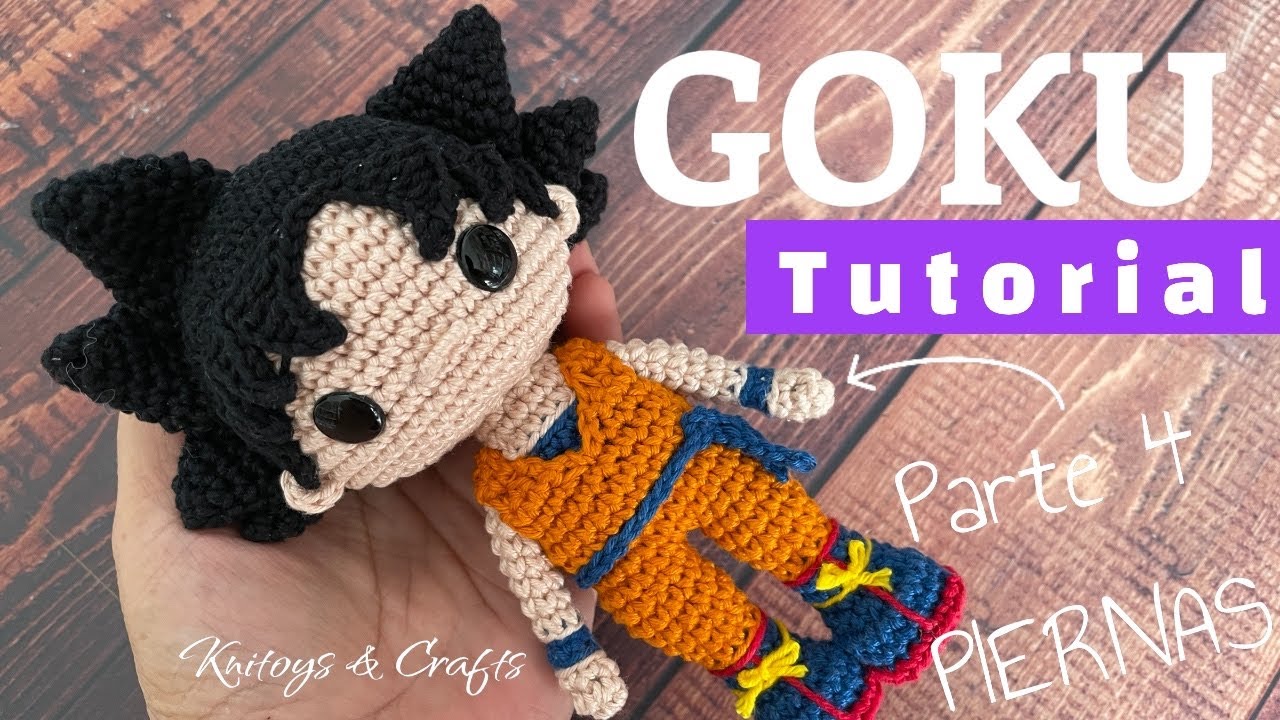 GOKU AMIGURUMI estilo FUNKO - Parte 4 Piernas y zapatos crochet