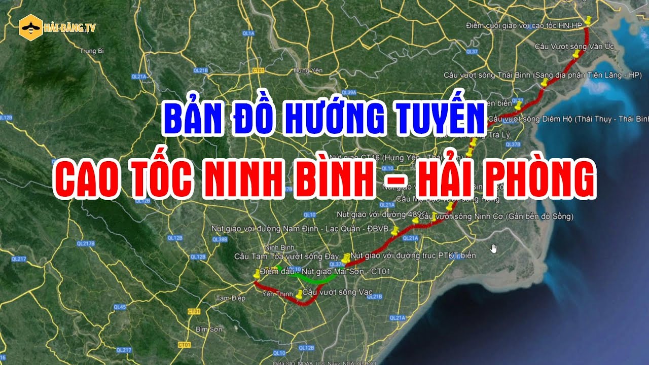 Bản đồ hướng tuyến Cao tốc Ninh Bình - Hải Phòng