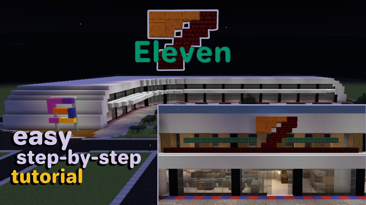 MINECRAFT - How to Build a 7-Eleven Convenience Store - Easy Step-by-step Tutorial