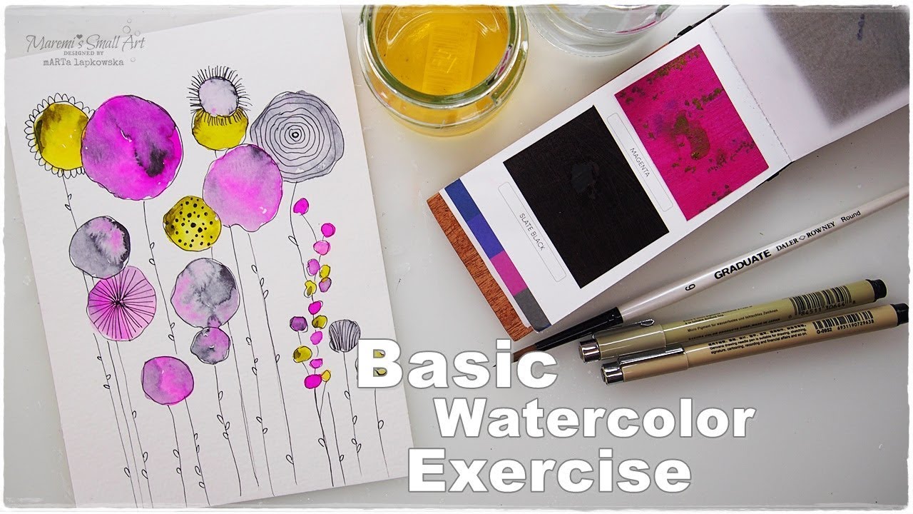 Basic Watercolor Abstract Flowers Painting Doodle ♡ Maremi's Small Art ♡
