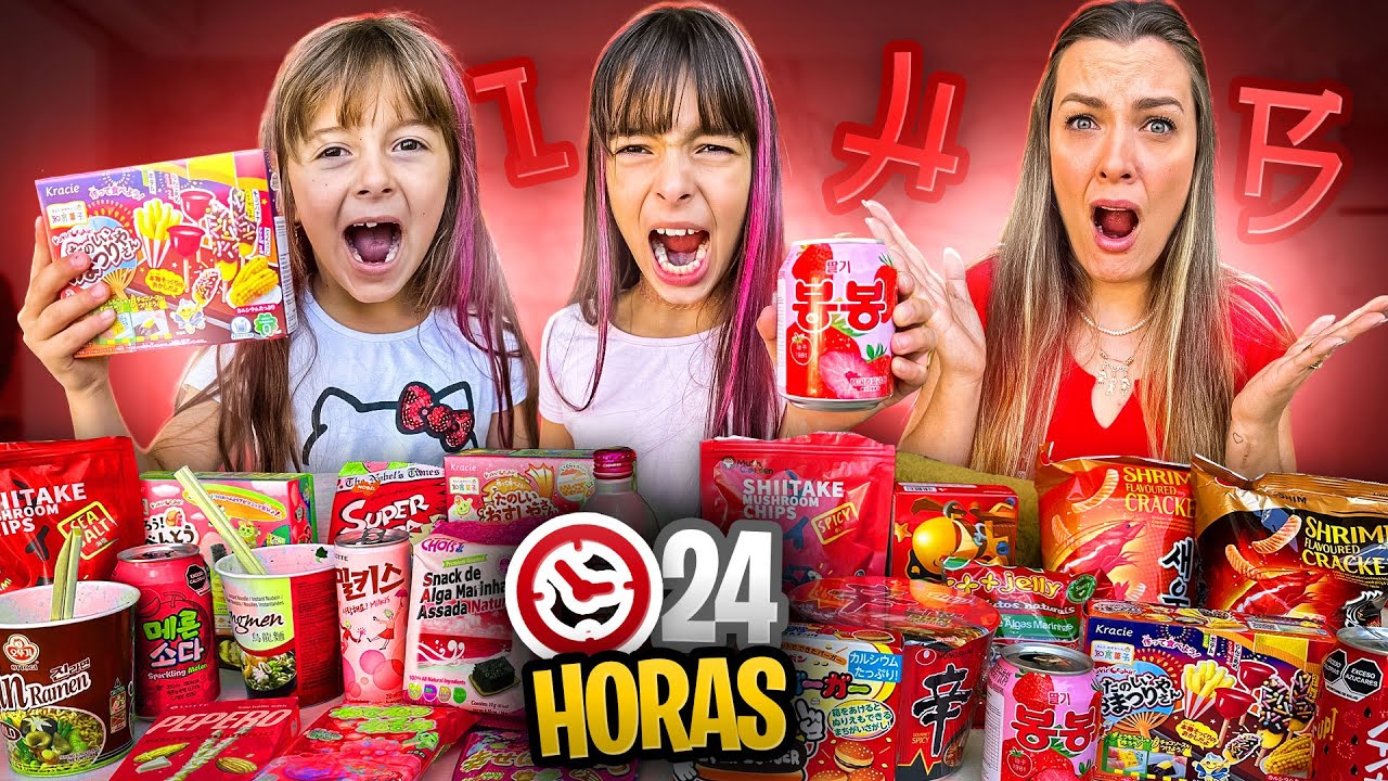 24 HORAS COMENDO COMIDAS VERMELHAS DO JAPÃO!