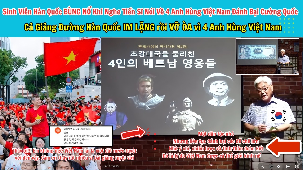 Cả giảng đường Hàn Quốc IM LẶNG rồi VỠ ÒA vì 4 anh hùng Việt Nam!