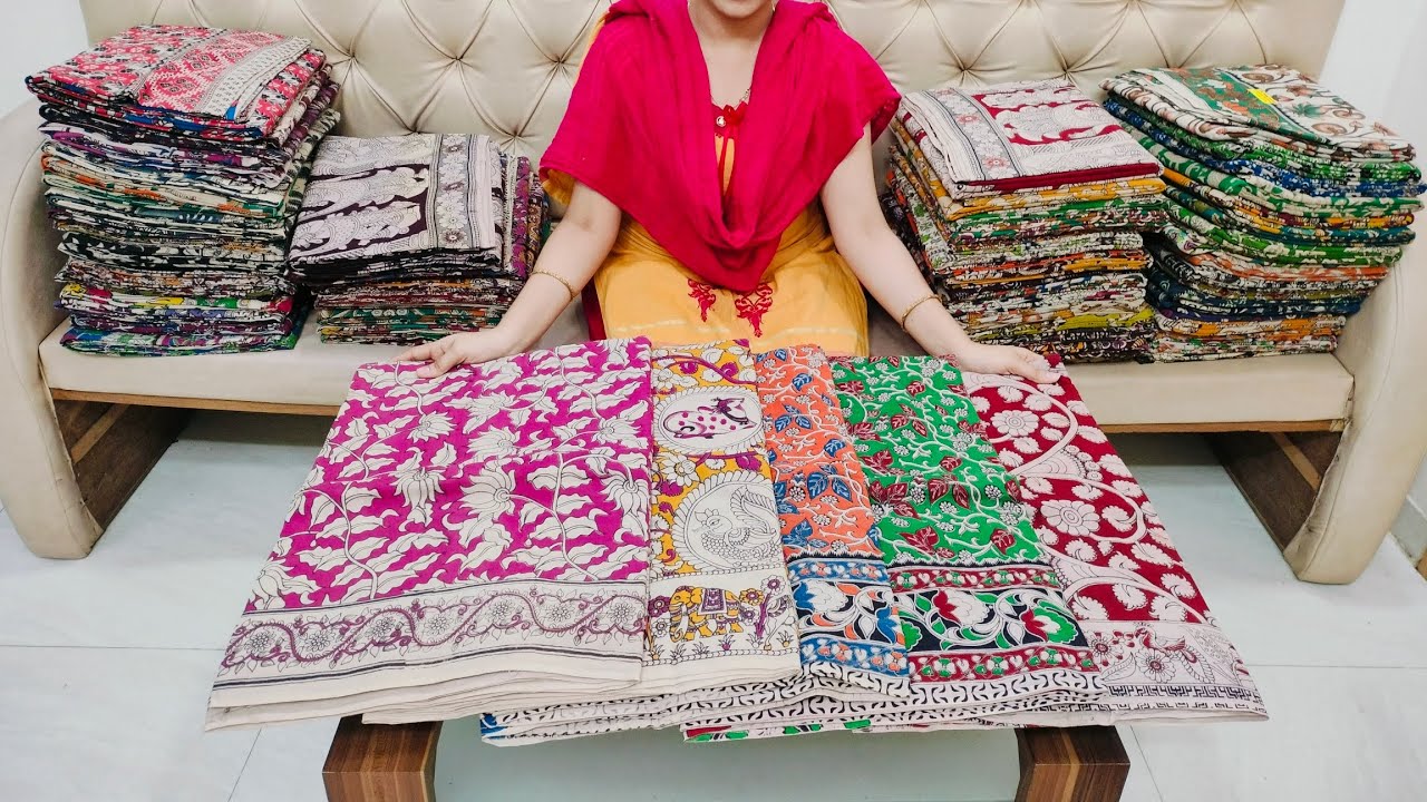 🌹8341904104🌹New collection of pure cotton kalamkari sarees with free shipping 💐🙏🛍️🎉🎊