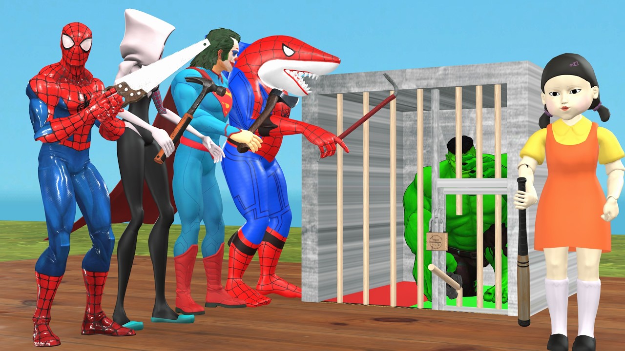 Superhero 3D Challenge &ndash; Spider Man Rescues Hulk from a Steel Cage | Funny Game