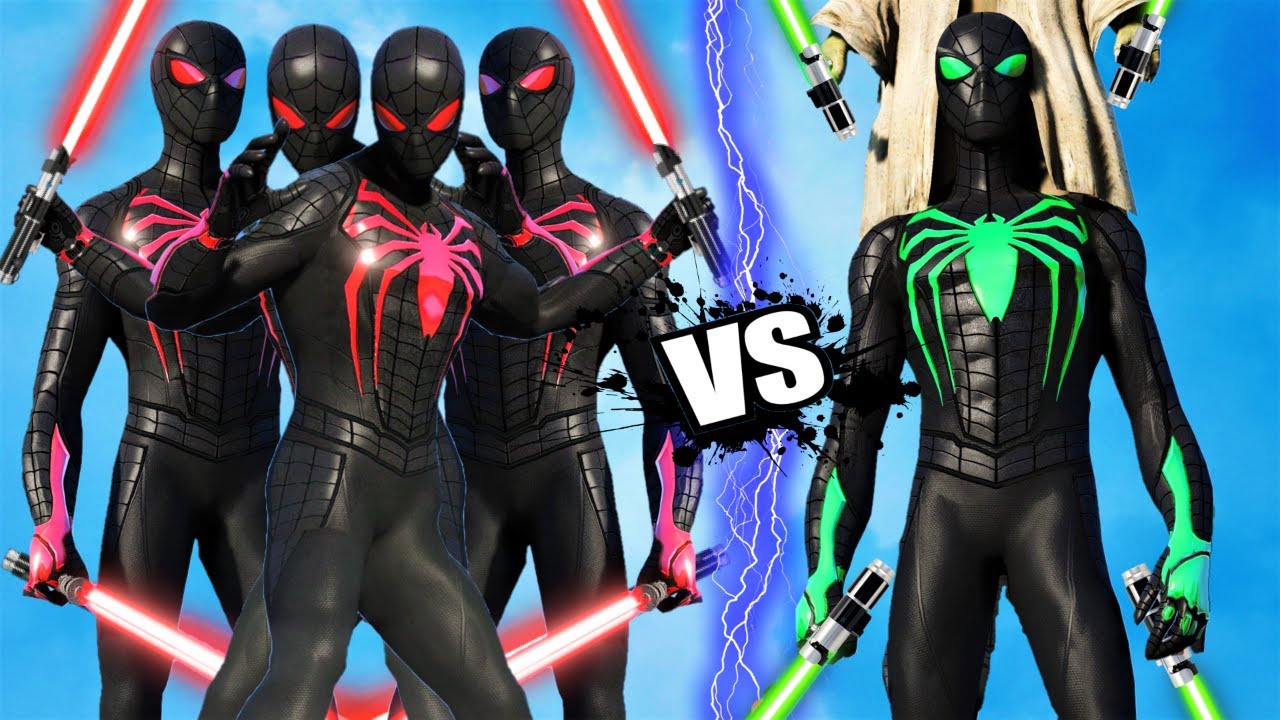 GREEN SPIDER-MAN vs RED-SPIDER-MAN (Jedi) - EPIC BATTLE