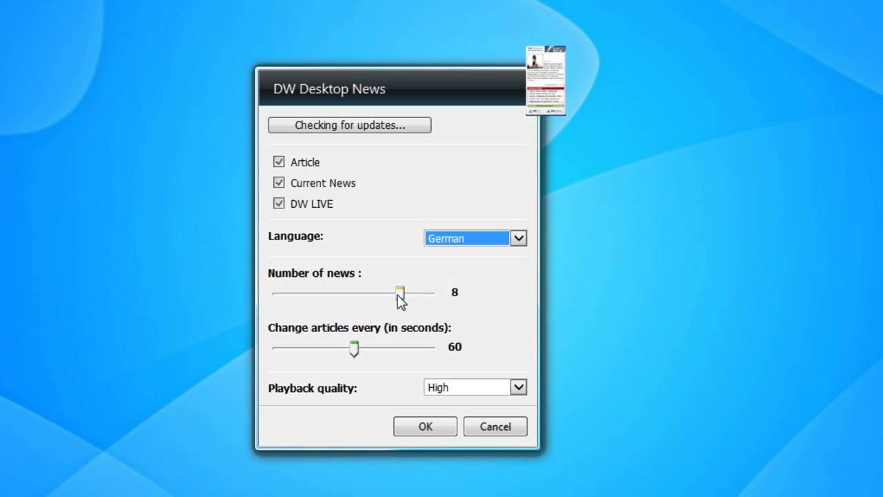 DW Desktop News Gadget for Windows 7