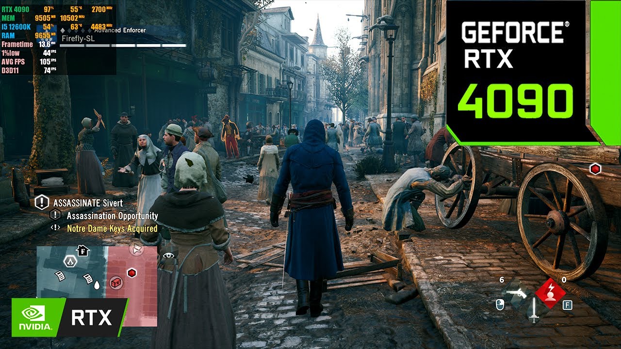 Assassin's Creed Unity | RTX 4090 24 ГБ (максимальные настройки 4K)