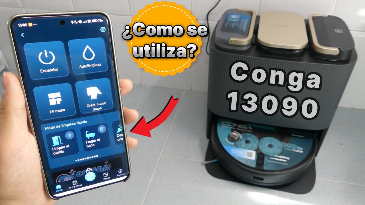 COMO FUNCIONA el ROBOT Conga 13090 con FREGADO 📱Conexión WiFI APP y como limpiar
