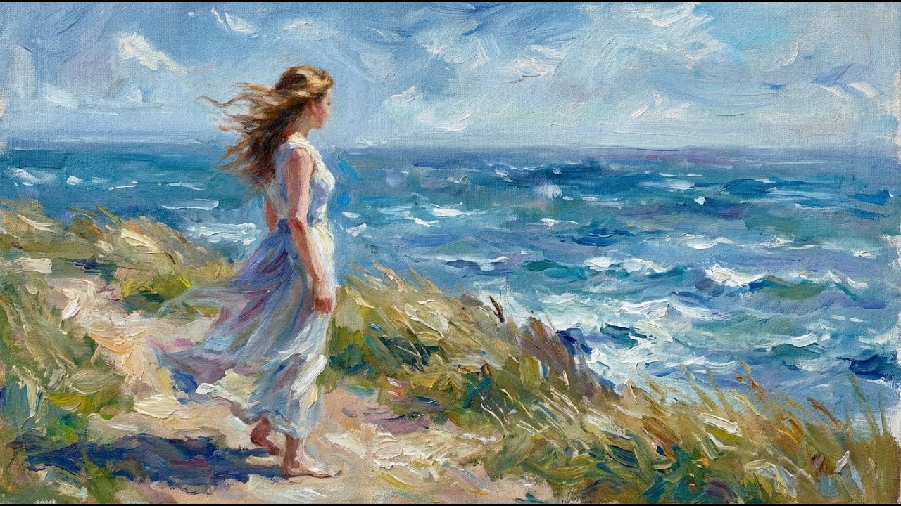 Living Canvas | Inspired by Claude Monet | A Windy Day by the Sea | 4K