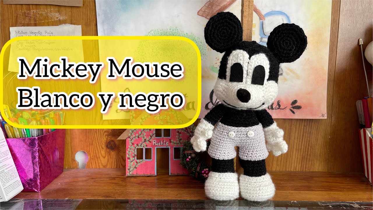 Como tejer MICKEY MOUSE blanco y negro Amigurumi paso a paso tutorial crochet