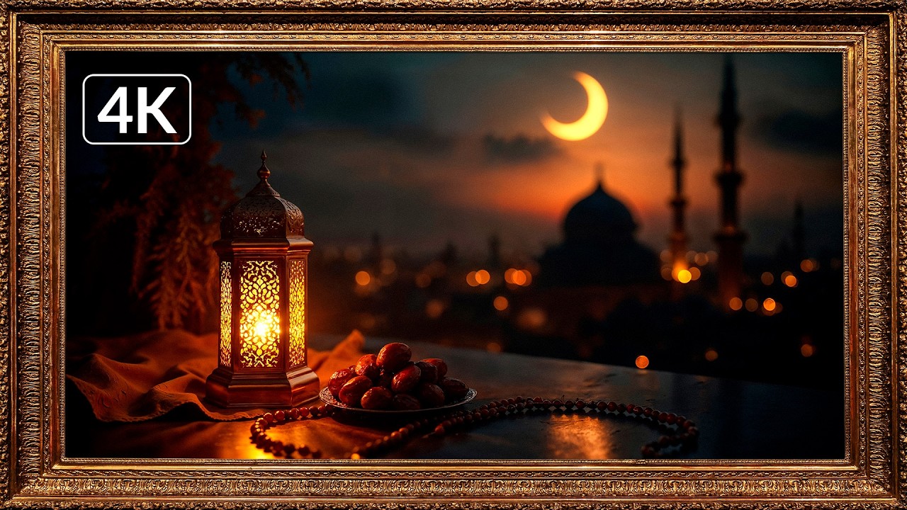 Peaceful Ramadan Sunset 🌙 Gold Frame TV Art Screensaver | 2Hrs 4K