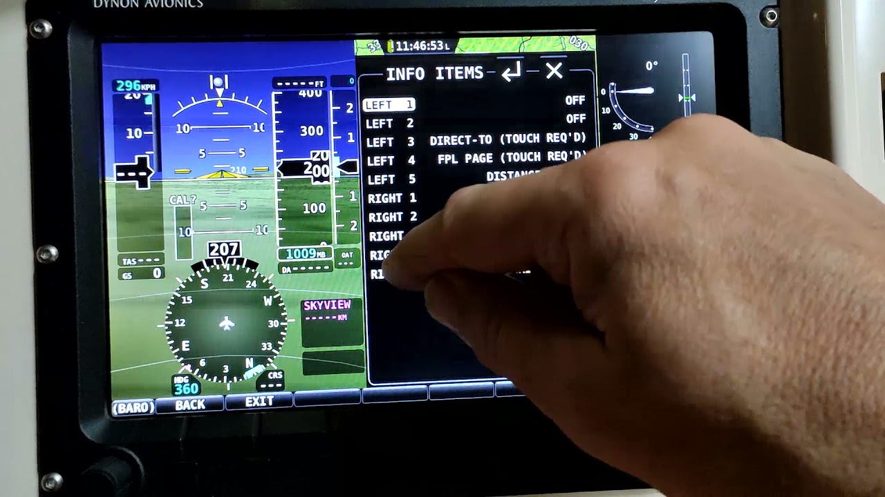 Efis Dynon Skyview paramètres utilisateurs