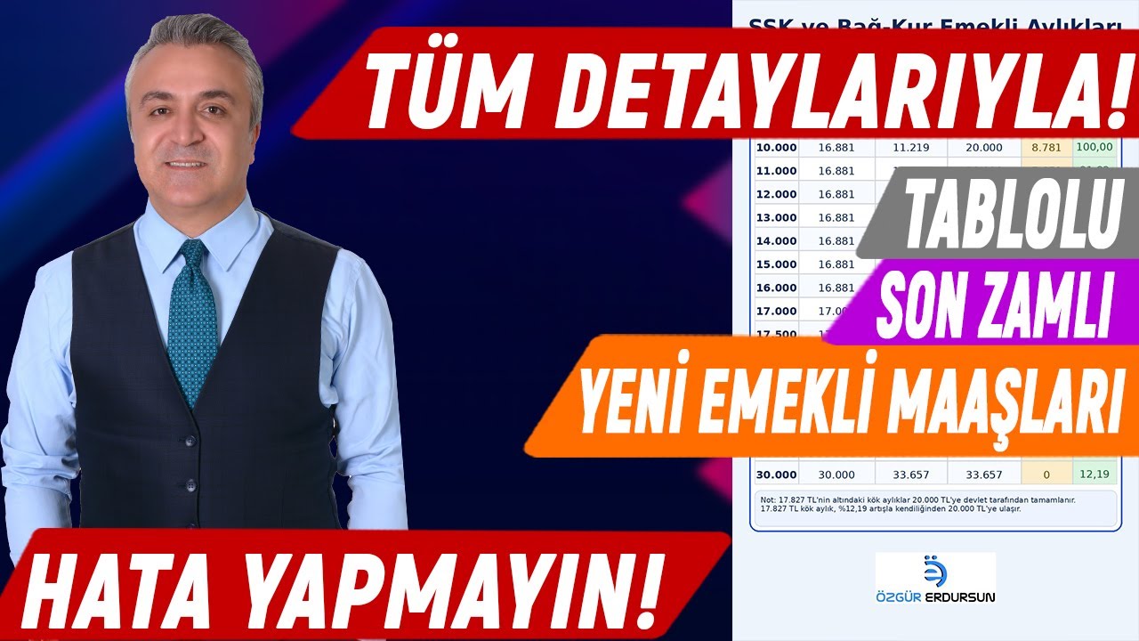 Tablolu Son Zamlı Yeni Emekli Maaşları! Tüm Detaylarıyla! #ssk #bağkur #emekli #zam #memur #gündem
