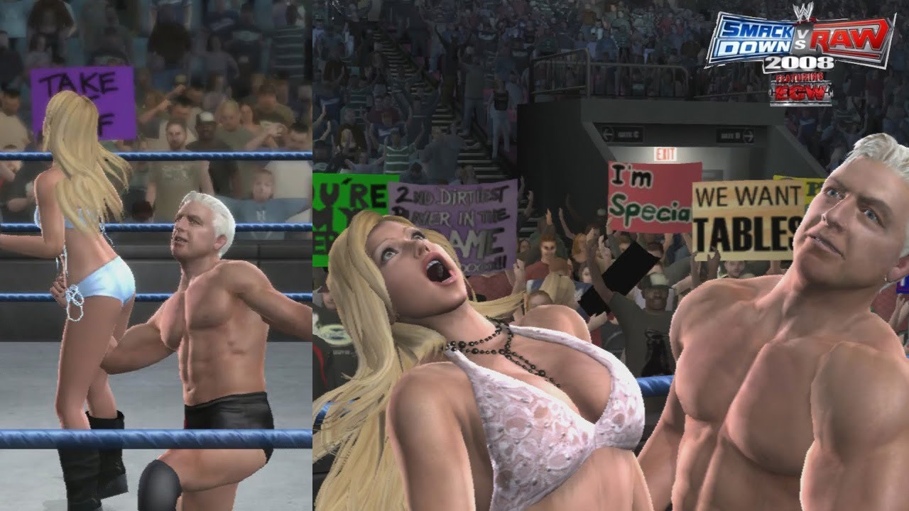 Smackdown vs Raw 2008 | Ric Flair Low Blow And Grapefruit Claw All Divas