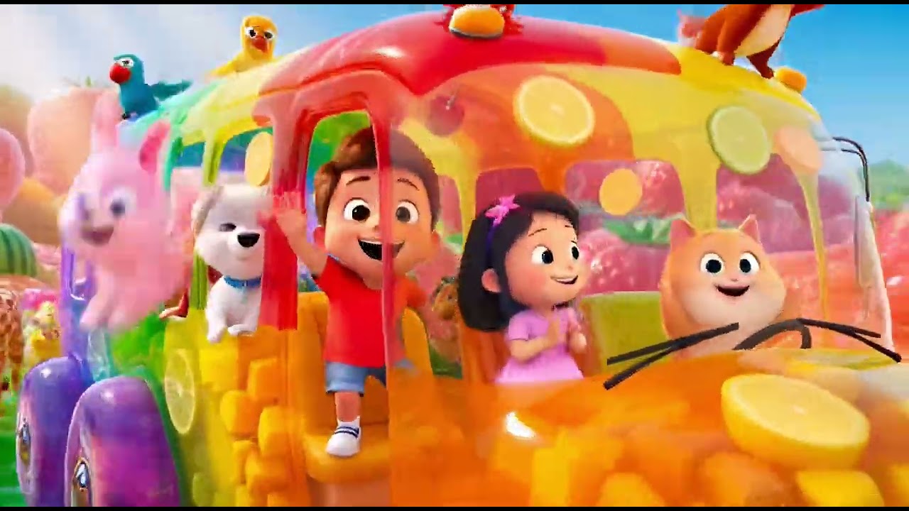 Jelly rainbow bus fun 🚍🌈🍓 #JellyBus #KidsSong #CuteAnimals #ColorfulFun