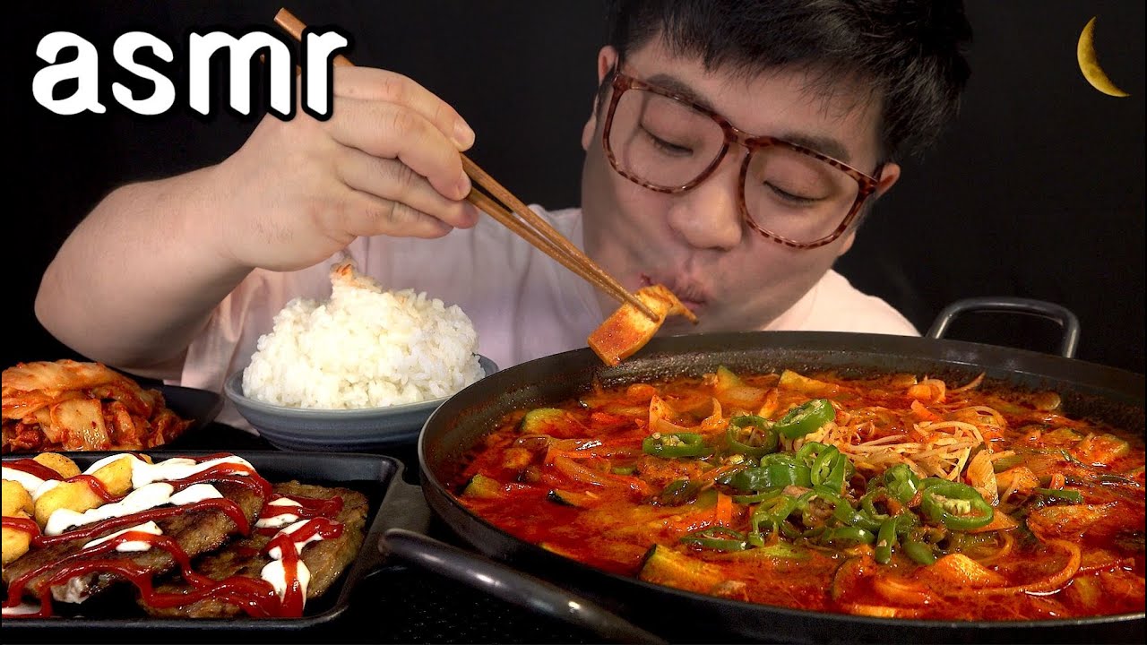 먹방창배tv 달밤에 고추장찌개에 고추팍팍넣고 끓여 제대로 맛사운드 대박 레전드 red pepper paste stew mukbang Legend koreanfood asm