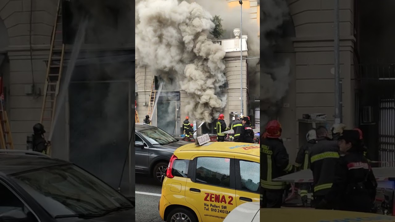 Vigili del fuoco di Genova incendio negozio via Gramsci