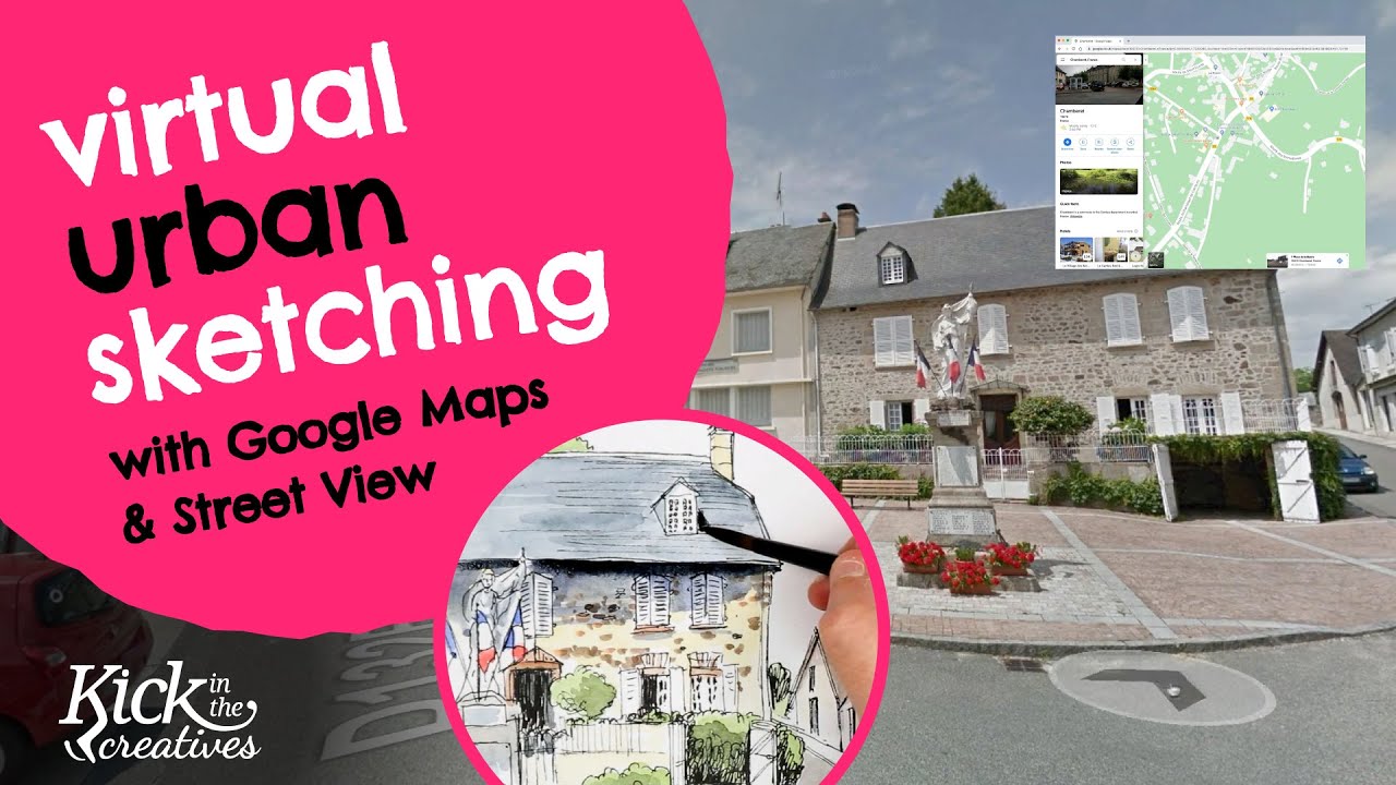Virtual Urban Sketching with Google Maps and Street View During Coronavirus Lockdown