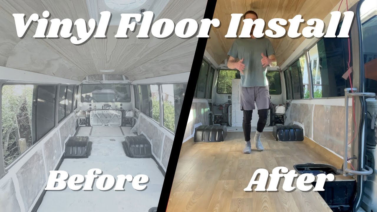 Vinyl Floor Install in our Toyota Coaster Bus