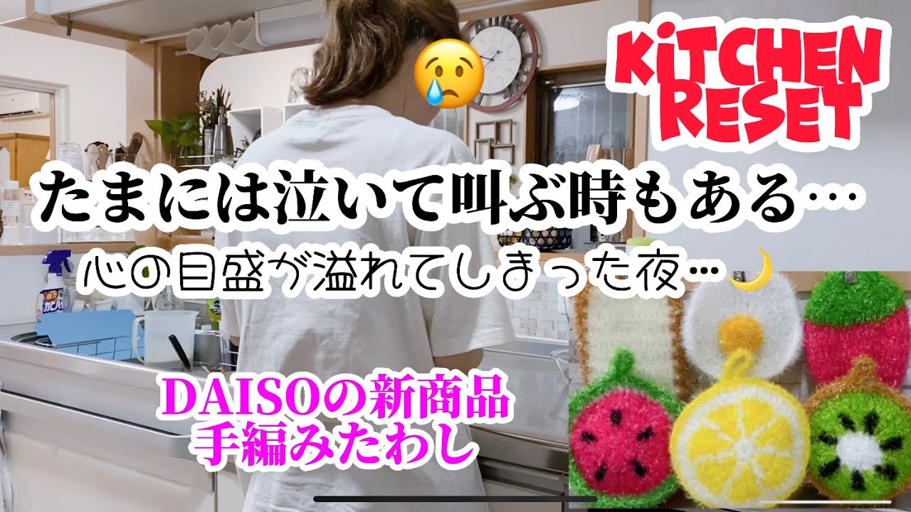 溢れ出した感情を止められなかった夜｡｡🌙／DAISOの新商品たわし／#食器洗い #生活音 #キッチンリセット #音フェチ #washup #설거지 #cleanwithme #DAISO
