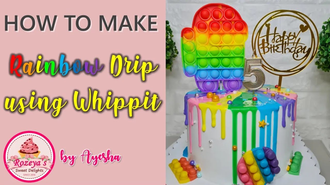 How to Make Rainbow Drip using Whippit / Pop it Themed Cake (Pastillas Pop it Fondant Toppers)