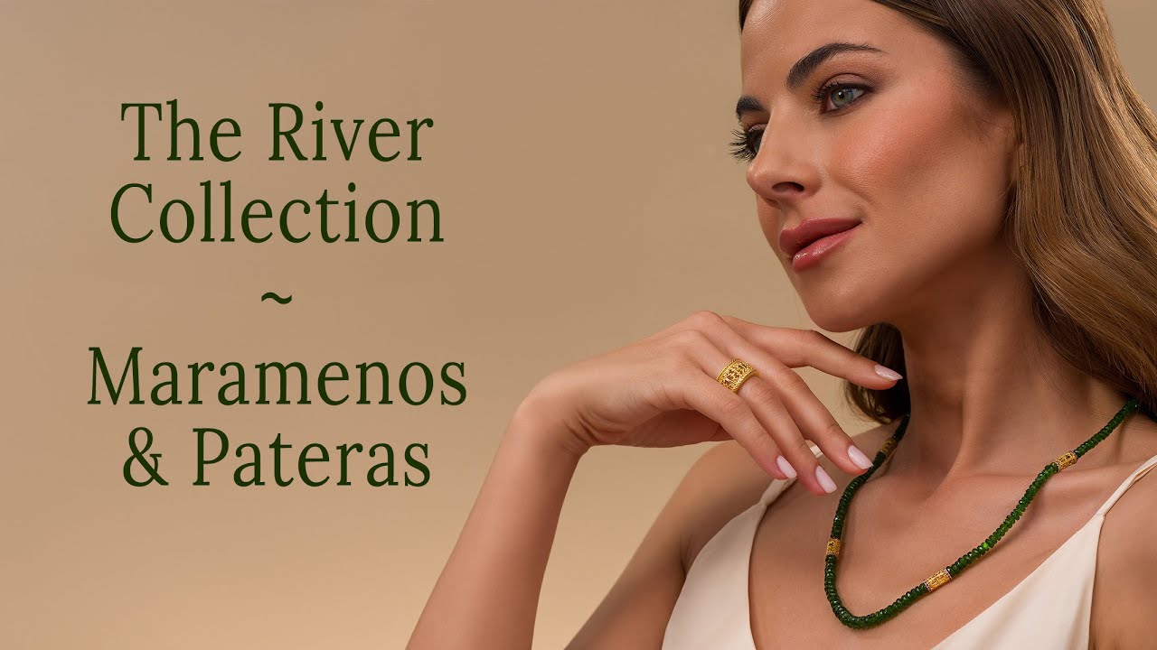 River Necklace - Custom Gemstones with 18K Gold Details