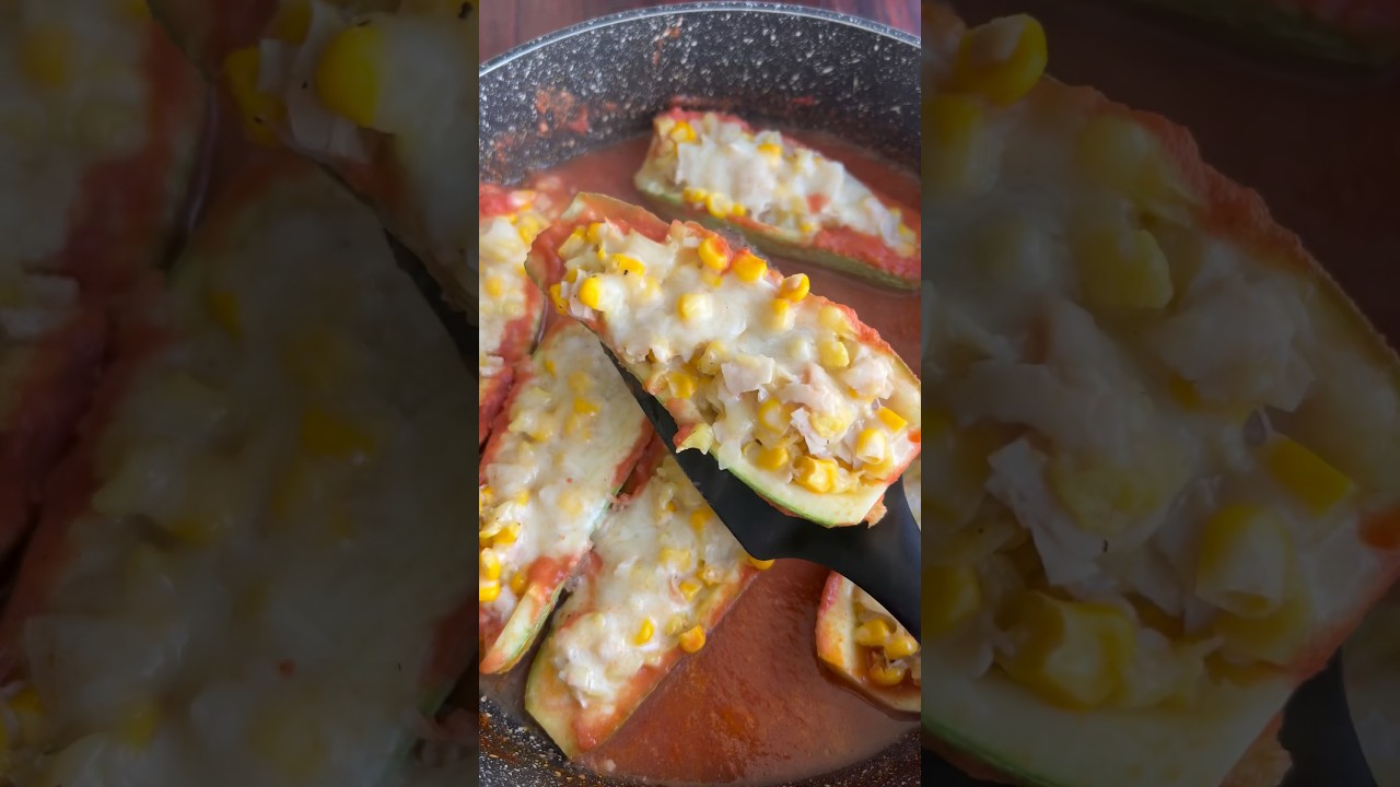 Calabazas rellenas con jam&oacute;n y elote #saludableyrico #lowcarb #cenasaludable