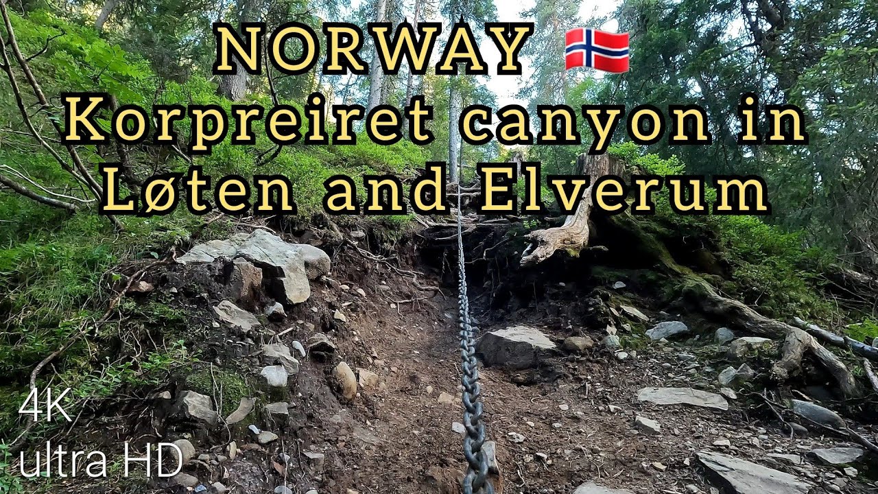 Korpreiret canyon in L&oslash;ten and Elverum. Norway 4k.