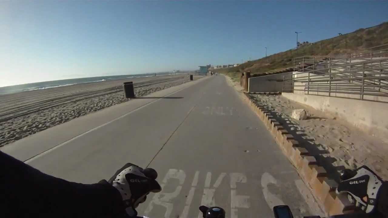Bicycle ride on Marvin Braude Bike Trail from Torrance to Manhattan Beach California