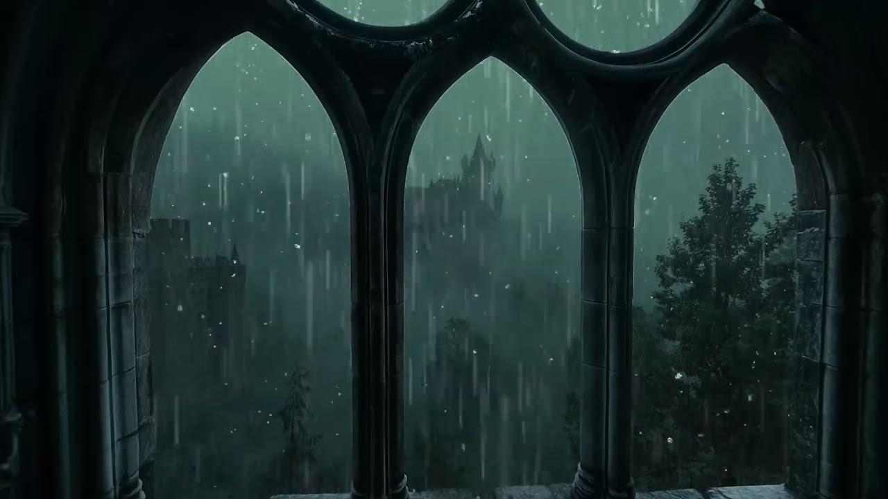 Peaceful Sound of Rain In The Evening & Relaxing Piano Music | Warm Bedroom for Sleep, Stress Relief