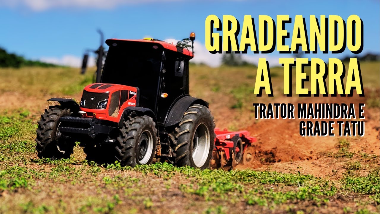 Gradeando a terra com trator Mahindra 86-110p e grade aradora Tatu 14 discos GAICR