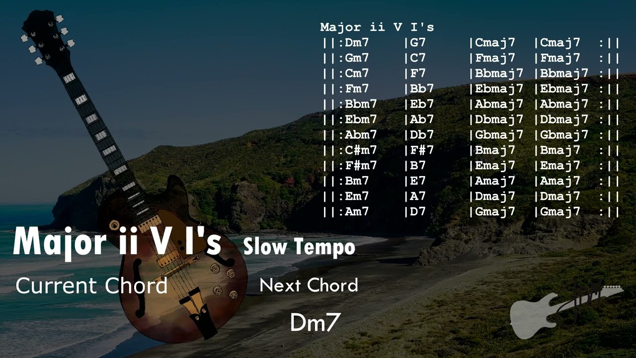 Major ii V I Backing Track - All Keys (Slow Tempo)