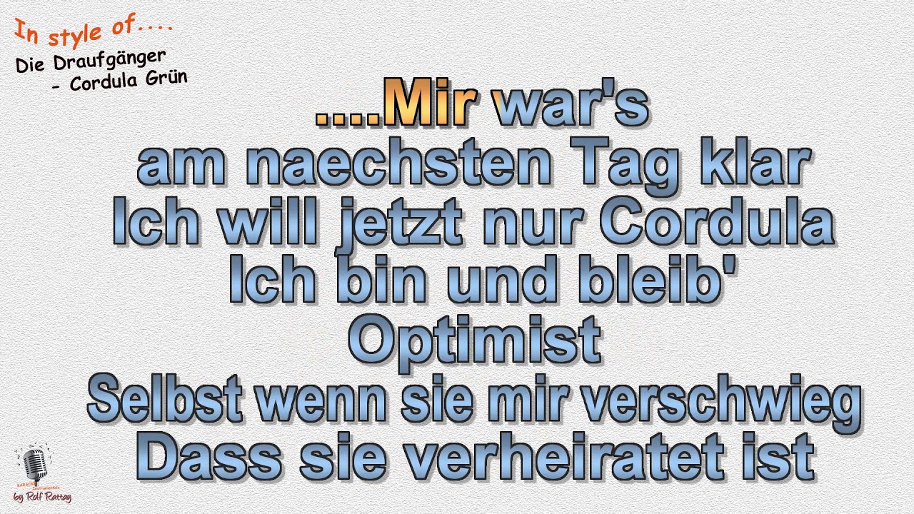 Die Draufgänger - Cordula Grün - Instrumental und Karaoke