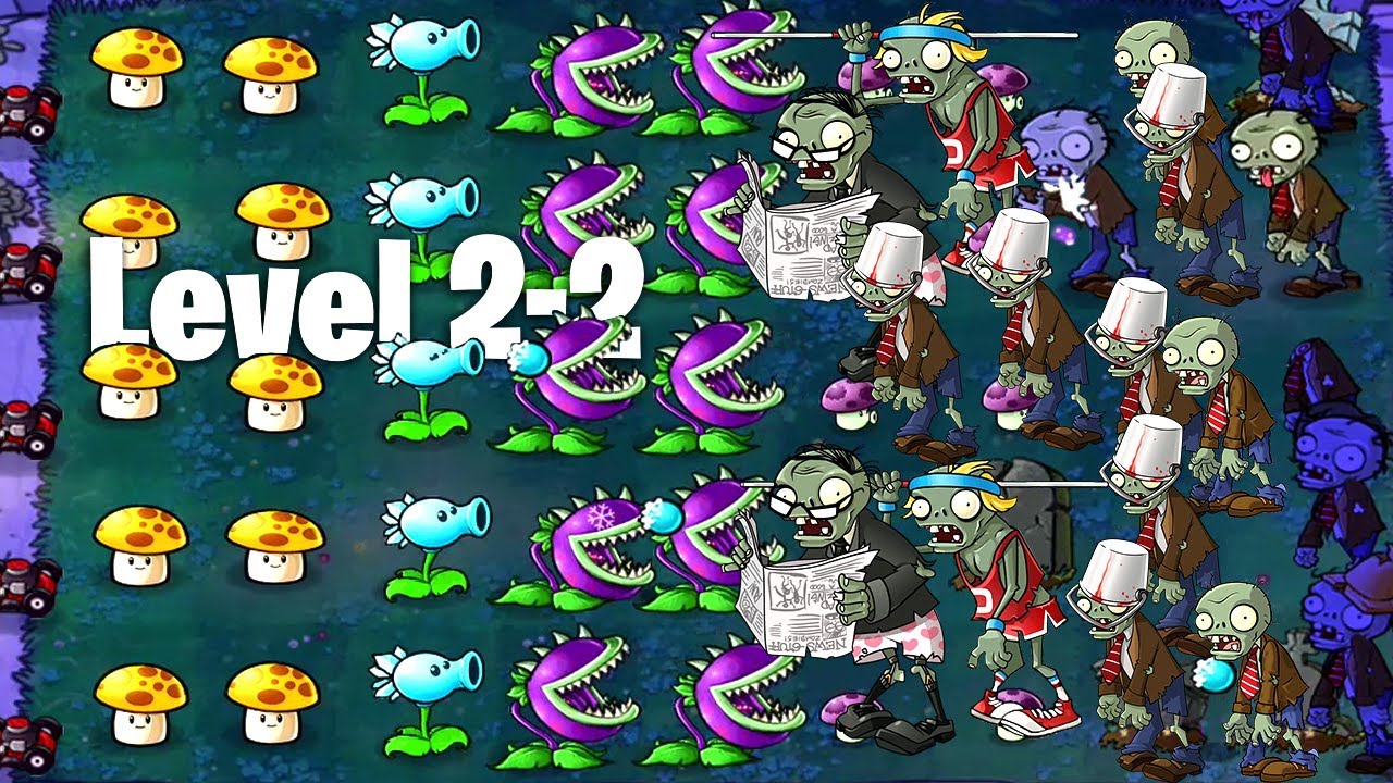 Plants Vs Zombies Mode - Night Level 1-2 Gameplay Walkthrough